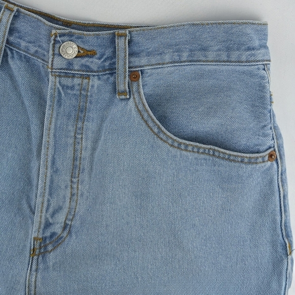 Re/Done Denim Shorts Raw Hem High Rise Button Fly Cut Off Airy Indigo 28 NWOT - Picture 10 of 14